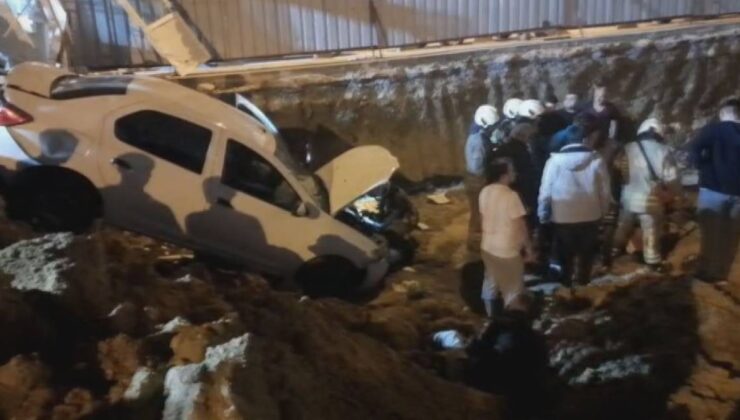 Bekçiye çarpan araba şantiyeye uçtu