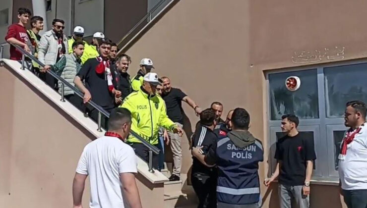 Polis tribünden aldığı taraftarları karakola götürdü
